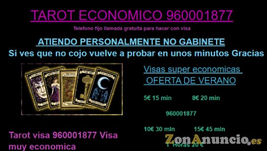 Tarot barato visa 3€ x 10 min 960001877 o 905404733